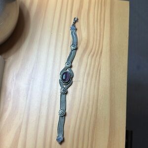 Silver and amethyst bracelet